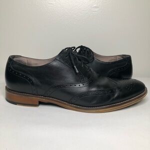 Johnston & Murphy Carriker Leather Wingtip Brogue Black Oxfords Size 9.5